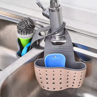 2PCS--Double-layer Sink Hanging Bag Kitchen Rack Faucet Sponge Holder Storage Hanging Basket Kitchen Storage Rack Sink Accessories