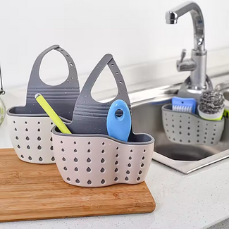 2PCS--Double-layer Sink Hanging Bag Kitchen Rack Faucet Sponge Holder Storage Hanging Basket Kitchen Storage Rack Sink Accessories
