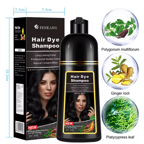500ml 3 In 1 Hair Dye Shampoo Natural Black Hair Dye Covering White 7 Color Herbal Components For Women Men100ml/500ml 3 In 1 Hair Dye Shampoo Natural Black Hair Dye Covering White 7 Color Herba
