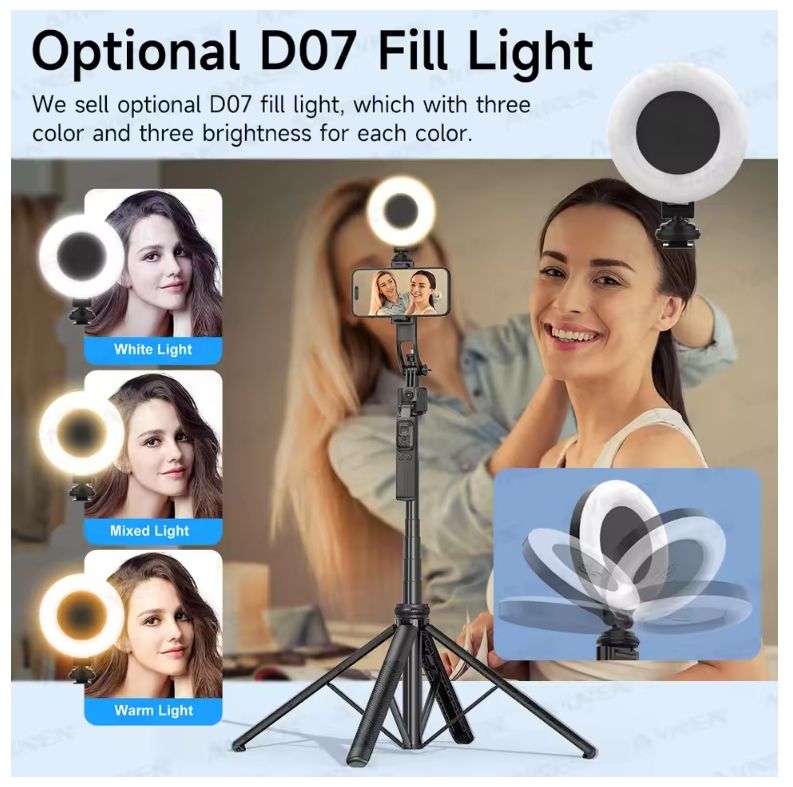 1630mm/64in C17 Tripod Selfie Stick 360° Auto Rotation Shooting Quadruped Phone Stand Face Track Bluetooth Remote Control Tripie