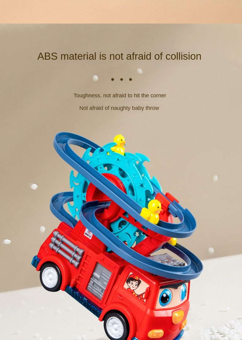 Children's Little Duck Toy Male Baby Puzzle Electric Universal Fire Truck Ferris Wheel Track Yellow Duck Climbing Stairs
