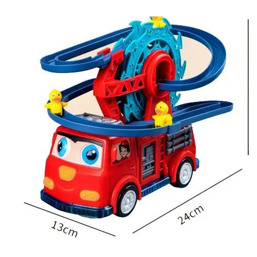 Children's Little Duck Toy Male Baby Puzzle Electric Universal Fire Truck Ferris Wheel Track Yellow Duck Climbing Stairs