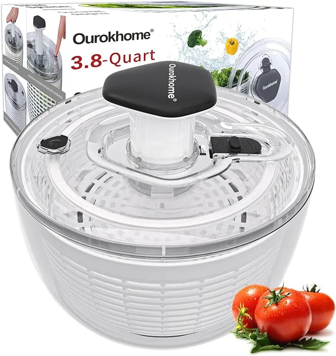 3.8 QT Salad Spinner Large Lettuce Dryer Spinner One-handed Easy Press Large Vegetable Dryer Salad Mixer Washer JT251
