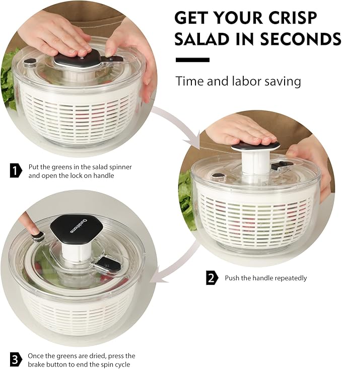 3.8 QT Salad Spinner Large Lettuce Dryer Spinner One-handed Easy Press Large Vegetable Dryer Salad Mixer Washer JT251