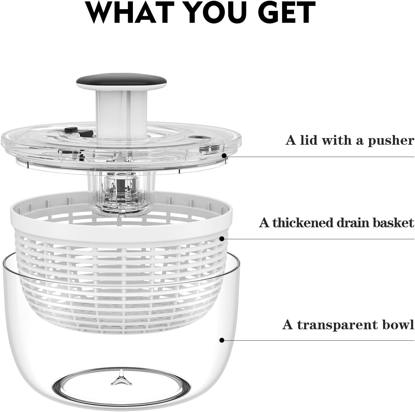 3.8 QT Salad Spinner Large Lettuce Dryer Spinner One-handed Easy Press Large Vegetable Dryer Salad Mixer Washer JT251