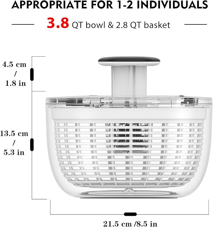 3.8 QT Salad Spinner Large Lettuce Dryer Spinner One-handed Easy Press Large Vegetable Dryer Salad Mixer Washer JT251
