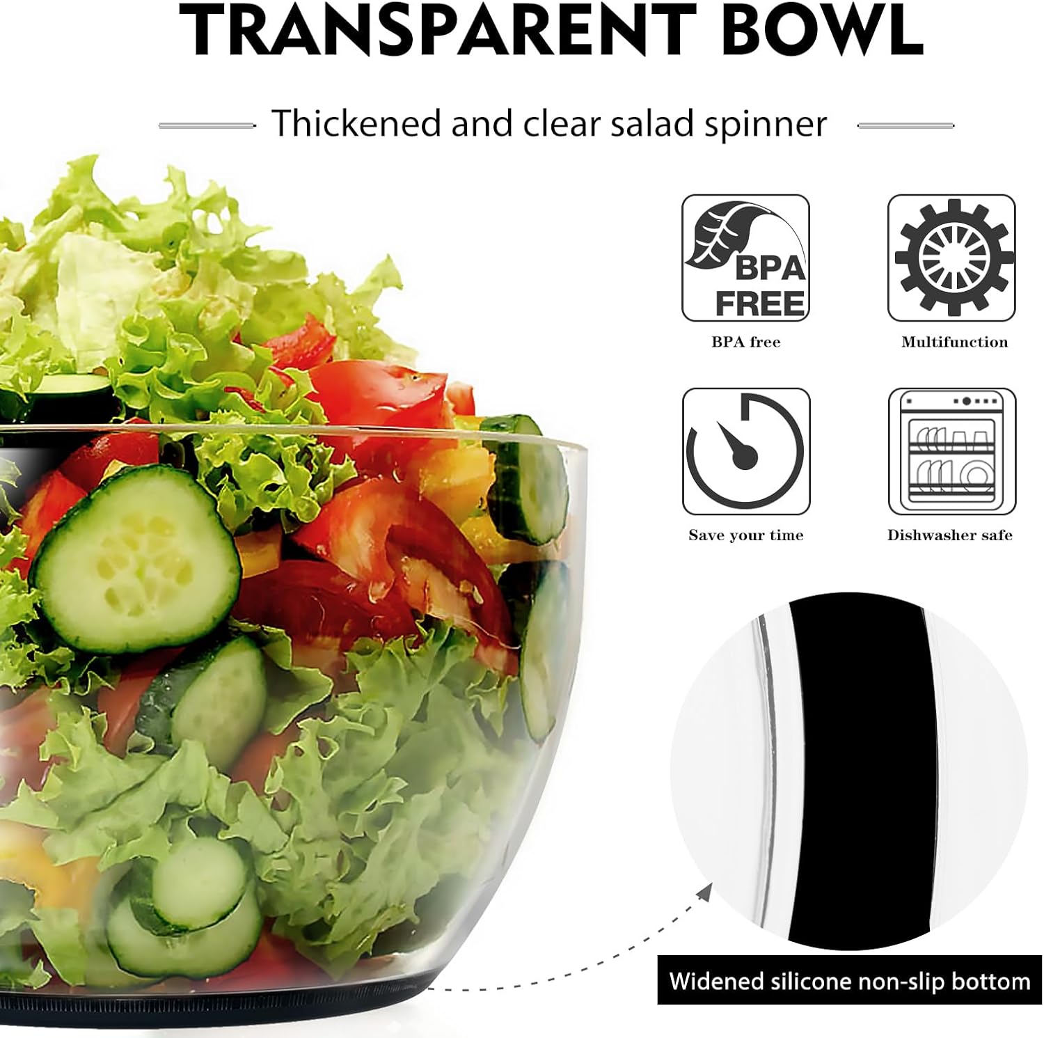 3.8 QT Salad Spinner Large Lettuce Dryer Spinner One-handed Easy Press Large Vegetable Dryer Salad Mixer Washer JT251