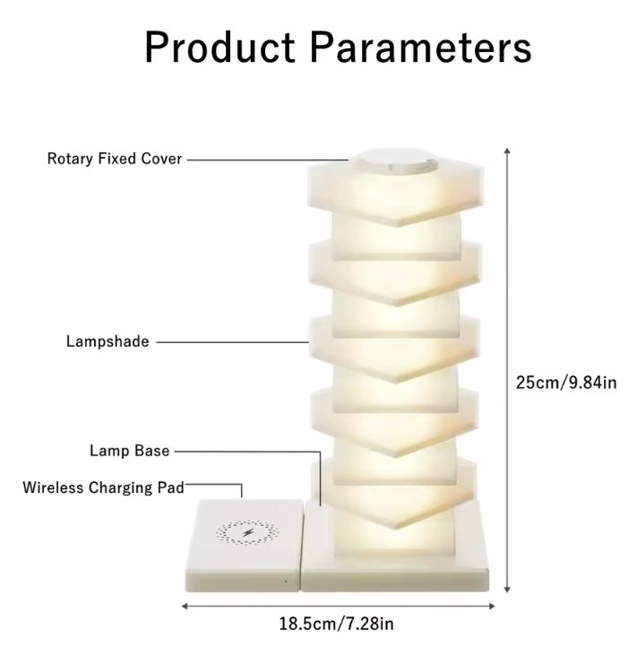 LED Creative Bedside Table Lamp Wireless Charger Creative Night Light Ambient Light RGB DIY Dimmable Nightstand Lamp Bedroom Dec