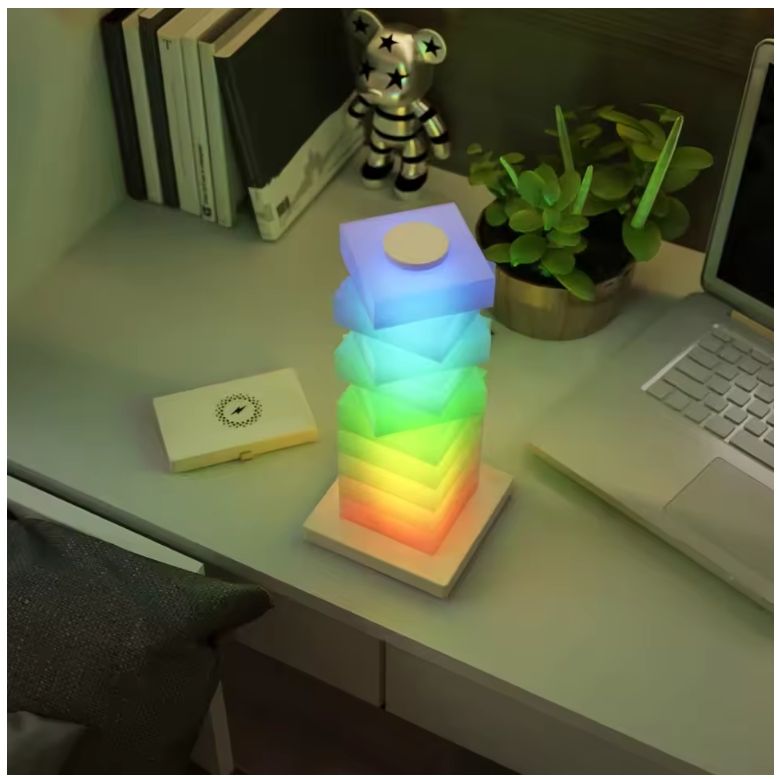 LED Creative Bedside Table Lamp Wireless Charger Creative Night Light Ambient Light RGB DIY Dimmable Nightstand Lamp Bedroom Dec