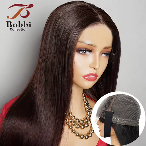 Black 4x4 Glueless Lace Front Wig Human Hair Bleached Knots Pre-plucked Transparent 4x4 Pre-cut Lace Wig Straight Bobbi