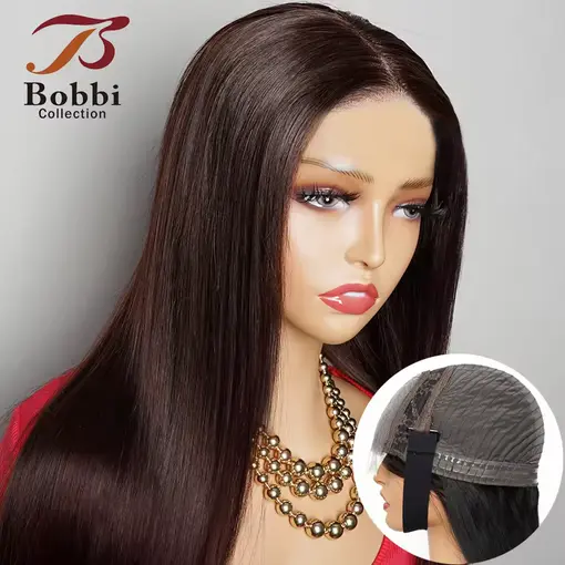 Black 4x4 Glueless Lace Front Wig Human Hair Bleached Knots Pre-plucked Transparent 4x4 Pre-cut Lace Wig Straight Bobbi