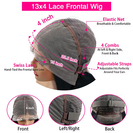 Short Straight Bob 12A Human Hair Wig 100% Brazilian Human Hair 13x4 HD Lace Front Wigs 13x4 Big Lace Front Wig Preplucked For Women