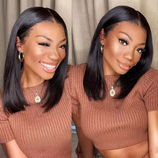 Short Straight Bob 12A Human Hair Wig 100% Brazilian Human Hair 13x4 HD Lace Front Wigs 13x4 Big Lace Front Wig Preplucked For Women