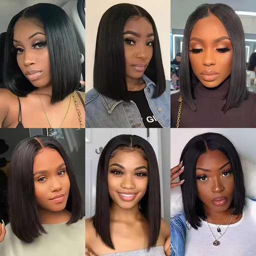 Short Straight Bob 12A Human Hair Wig 100% Brazilian Human Hair 13x4 HD Lace Front Wigs 13x4 Big Lace Front Wig Preplucked For Women