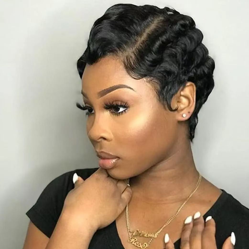Pixie Cut Curly Wig Water Wave Closure Wig Human Hair Wigs Preplucked Side Part Lace Wig All For women human hair wig