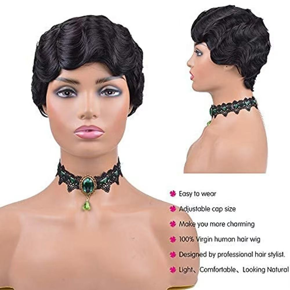 Pixie Cut Curly Wig Water Wave Closure Wig Human Hair Wigs Preplucked Side Part Lace Wig All For women human hair wig