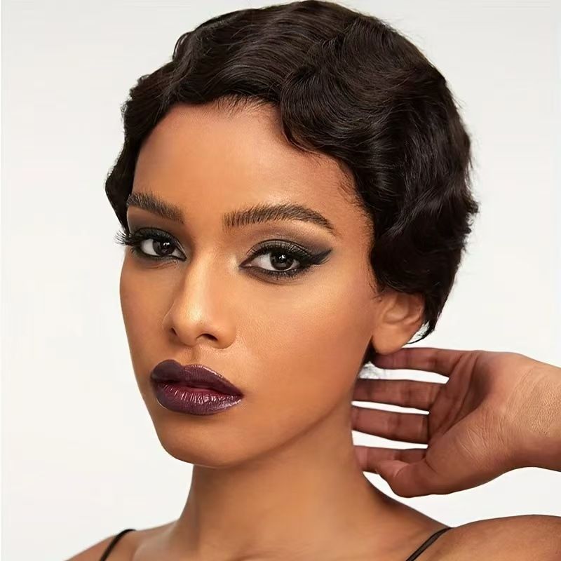 Pixie Cut Curly Wig Water Wave Closure Wig Human Hair Wigs Preplucked Side Part Lace Wig All For women human hair wig