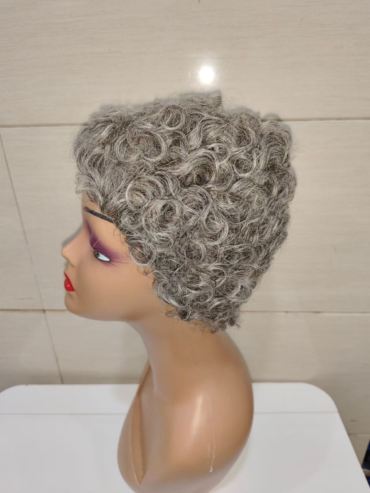 Short Afro Kinky Curly Hair Wigs For Black Women Human Hair African Fluffy Wig With Bangs Brazilian Pixie Cut Wigs Machine Made