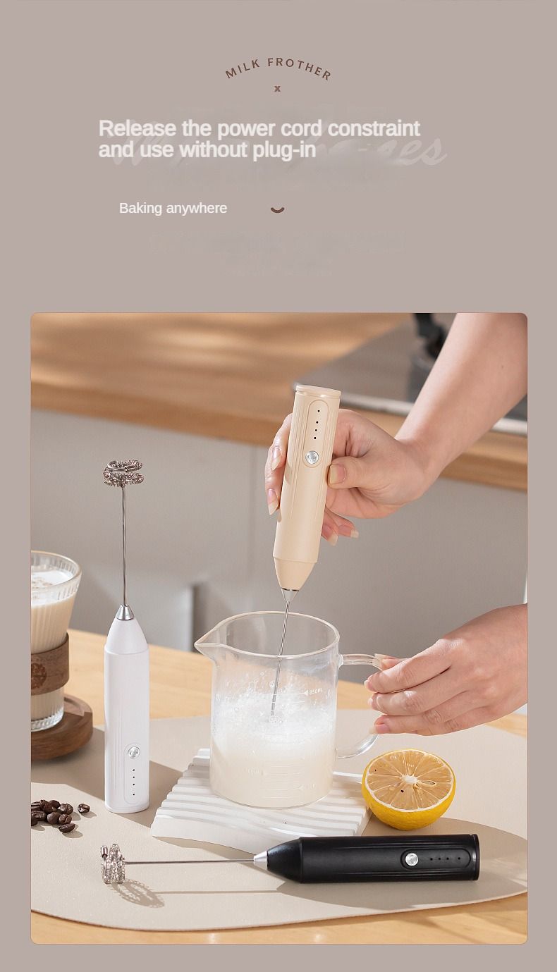 Electric coffee frother, milk frother, household handheld wireless egg beater, small electric frother