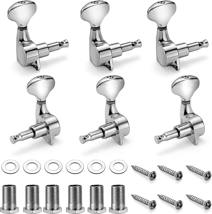 Guitar Tuning Pegs, 18:1 3L3R, Brass gear, Heart-shaped, fishtail shaped,Tuners Machine, Tuner Keys Heads, Totally Enclosed,Chrome ， Luthier DIY Repair