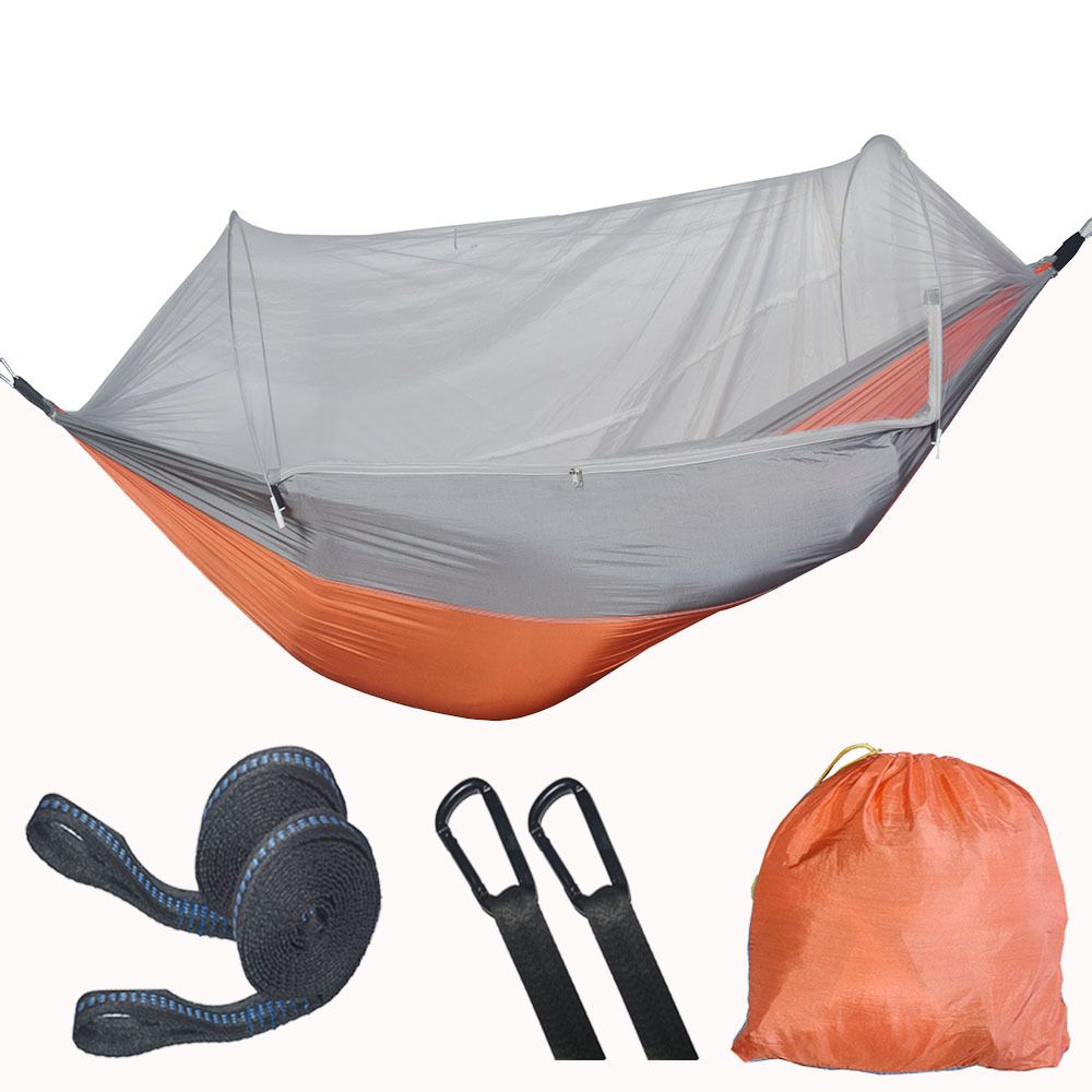 Automatic mosquito net, hammock, outdoor anti rollover double camping artifact with mosquito net, home swing, hammock, nylon