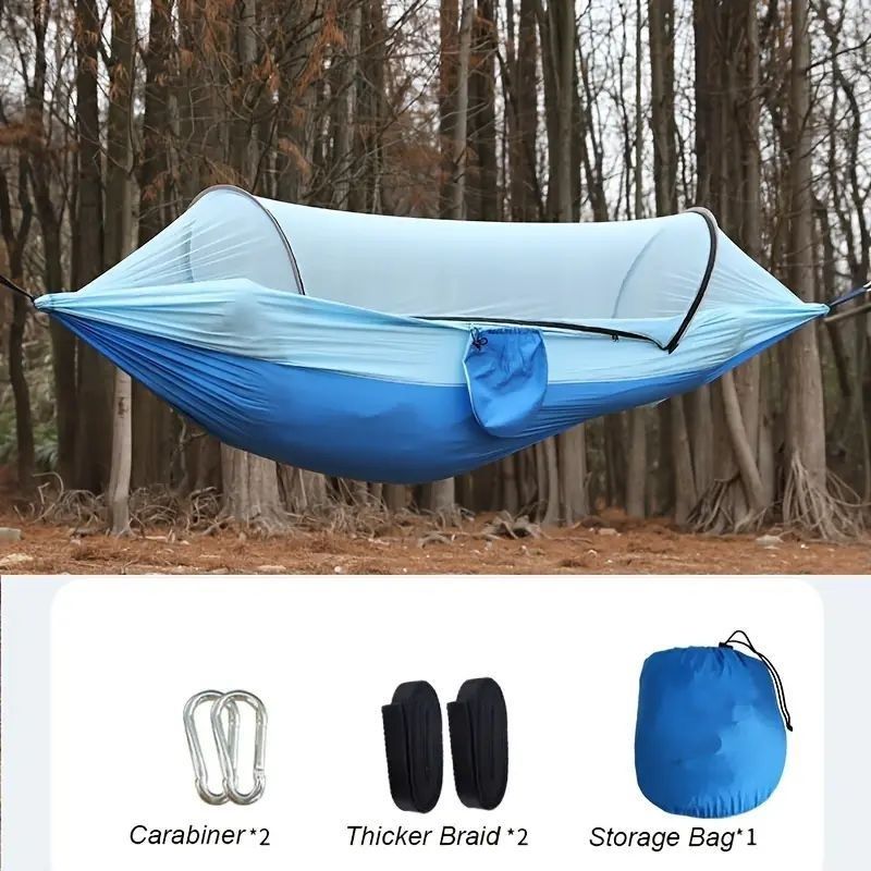 Automatic mosquito net, hammock, outdoor anti rollover double camping artifact with mosquito net, home swing, hammock, nylon