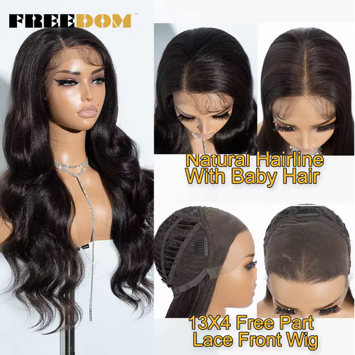 13X4 Synthetic Lace Front Wigs For Women 26" Free Part Body Wave Ombre Brown Red Lace Wigs Heat Resistant Cosplay Wig
