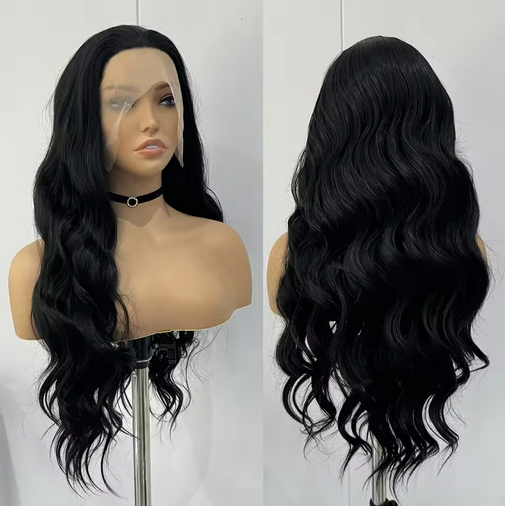 13X4 Synthetic Lace Front Wigs For Women 26" Free Part Body Wave Ombre Brown Red Lace Wigs Heat Resistant Cosplay Wig