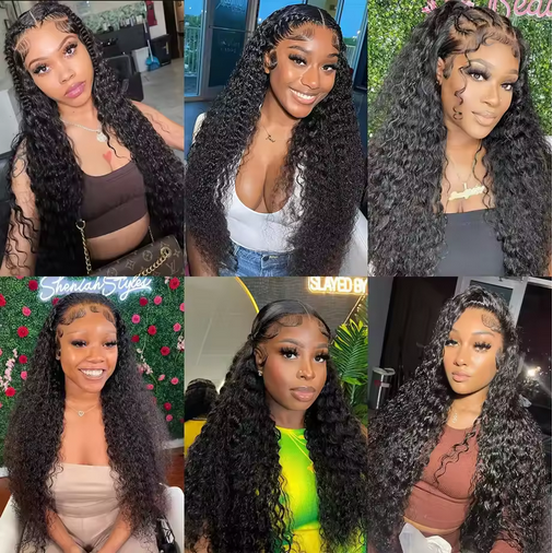 Curly Synthetic Hair Wigs For Women Water Wave Lace Front Wig 13x4 Lace Frontal Deep Wave Wig 100% Synthetic Hair Hd Lace Wigs