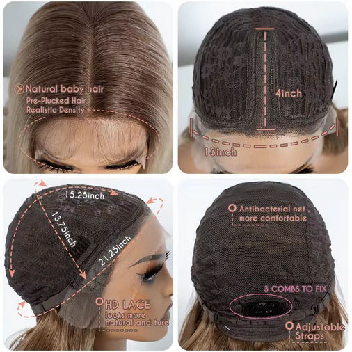 Synthetic 13x4 Lace Front Wigs For Women Body Wave 14 -20 Inch Short Bob T Part Lace Wig Ombre Blonde Brown Cosplay Wig Wig