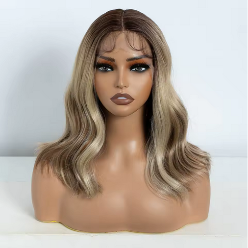 Synthetic 13x4 Lace Front Wigs For Women Body Wave 14 -20 Inch Short Bob T Part Lace Wig Ombre Blonde Brown Cosplay Wig Wig