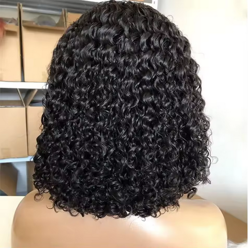 12A Kinky Curly Synthetic Hair Wigs 13X4 Lace Frontal Wigs For Women Pre Plucked With Baby Hair Black Hair Curly Bob Wig