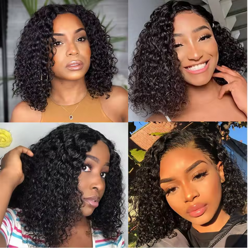 12A Kinky Curly Synthetic Hair Wigs 13X4 Lace Frontal Wigs For Women Pre Plucked With Baby Hair Black Hair Curly Bob Wig