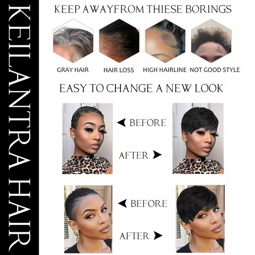 Short Pixie Cut Wig Human Hair For Black Women Machine Made Wigs With Bangs Short Wig Human Hair Wigs