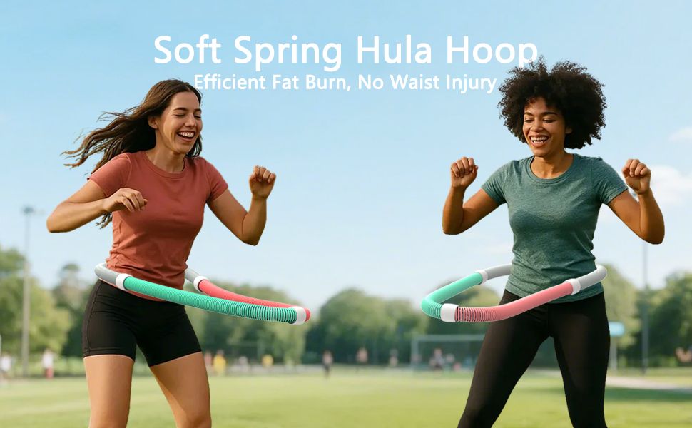 Weighted Soft Spring Hula Hoop for Adults – 3.3lb Foldable Fitness Hoop, Waist-Friendly Design, Portable Slimming Exercise Equipment for Home and Travel