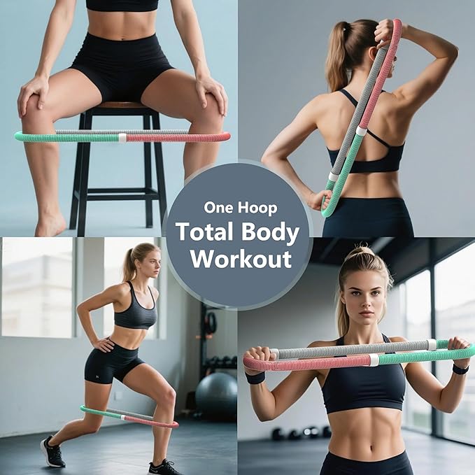 Weighted Soft Spring Hula Hoop for Adults – 3.3lb Foldable Fitness Hoop, Waist-Friendly Design, Portable Slimming Exercise Equipment for Home and Travel