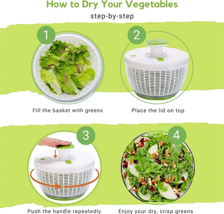 3.8 QT Salad Spinner Large Lettuce Dryer Spinner One-handed Easy Press Large Vegetable Dryer Salad Mixer Washer JT251