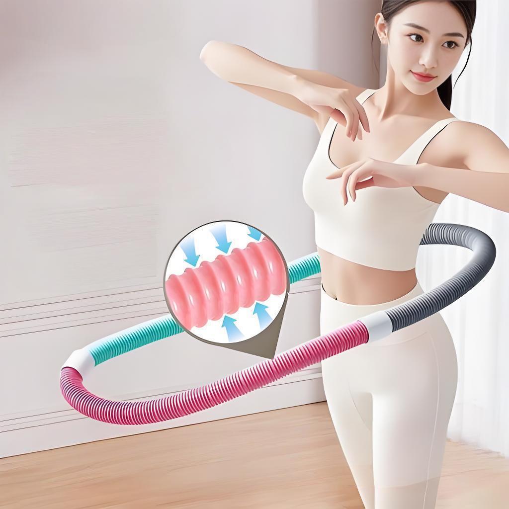 Weighted Soft Spring Hula Hoop for Adults – 3.3lb Foldable Fitness Hoop, Waist-Friendly Design, Portable Slimming Exercise Equipment for Home and Travel（Upgrade to Fully Enclosed Silent Version