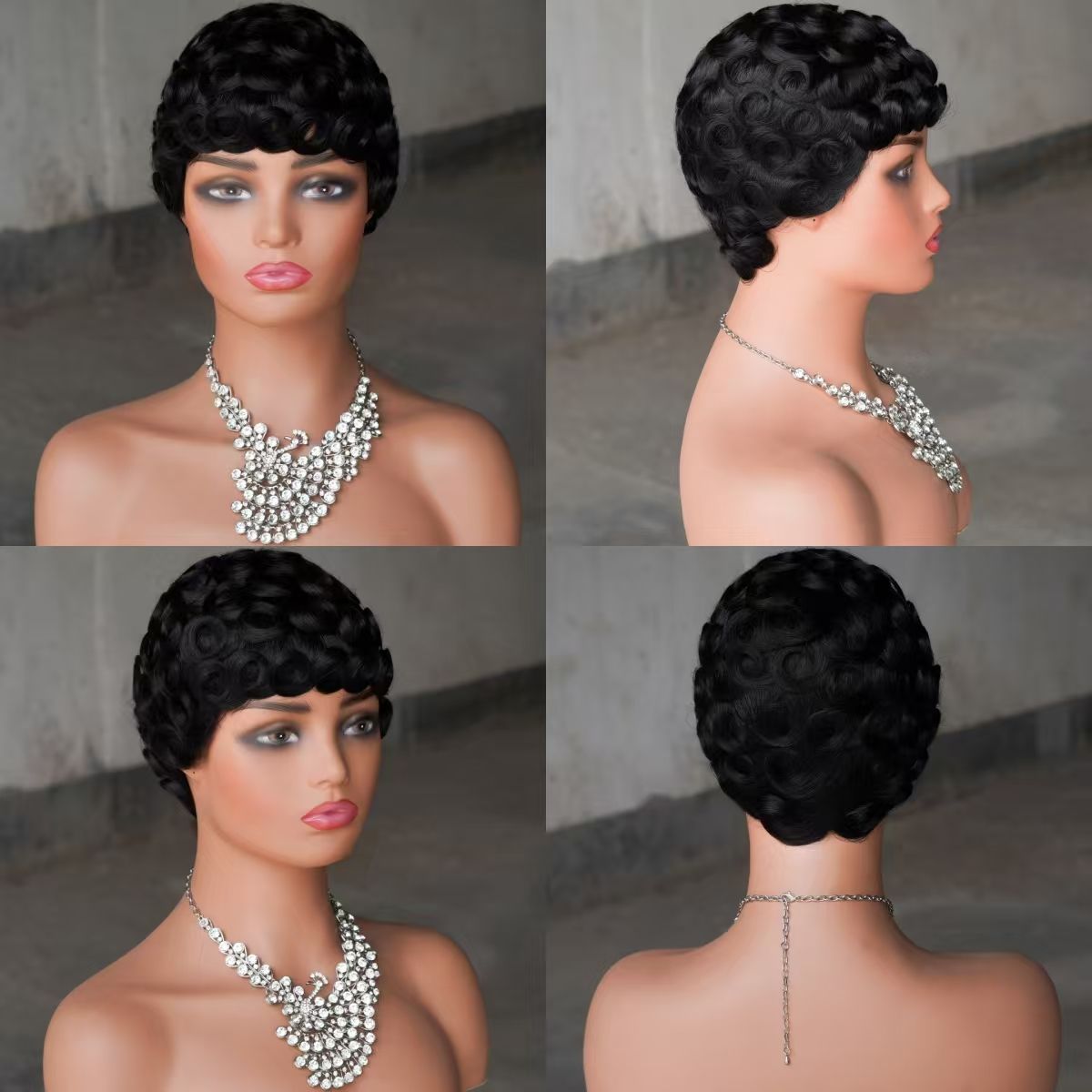 Pixie Cut Wigs 100% Human Hair Wigs Short Curly Pixie Cut Wigs For Black Women Full Machine Made Wig Pixie Curly Black 1B Color