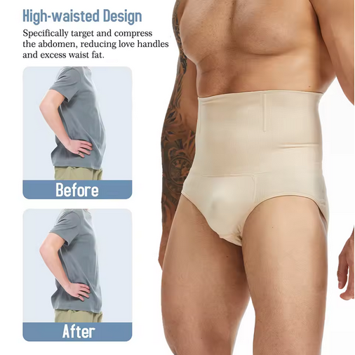 Men High Waist Compression Shorts Underwear Tummy Control Shapewear Briefs Slimming Body Shaper Belly Girdle
