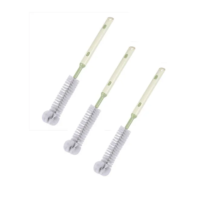 Multi-functional retractable and bendable cup brush, long-handled hard bristle cleaning brush, suitable for cleaning baby bottles, soybean milk machines, blenders, and other kitchen items (set of 3)