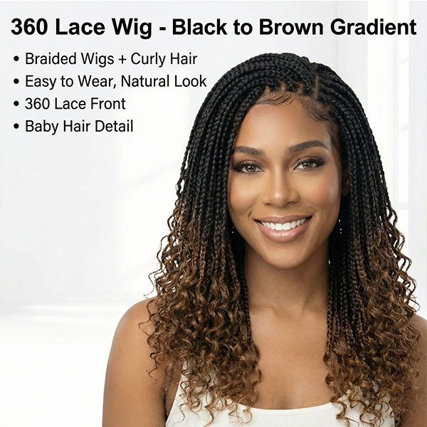 22inch Chestnut Brown Micro Twist Color Mix Wig with Curly Hair 360 HD Lace Closure Glueless Natural Look Braiding Lace Wig for Women