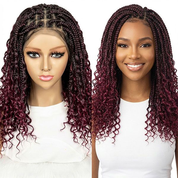 22inch Chestnut Brown Micro Twist Color Mix Wig with Curly Hair 360 HD Lace Closure Glueless Natural Look Braiding Lace Wig for Women