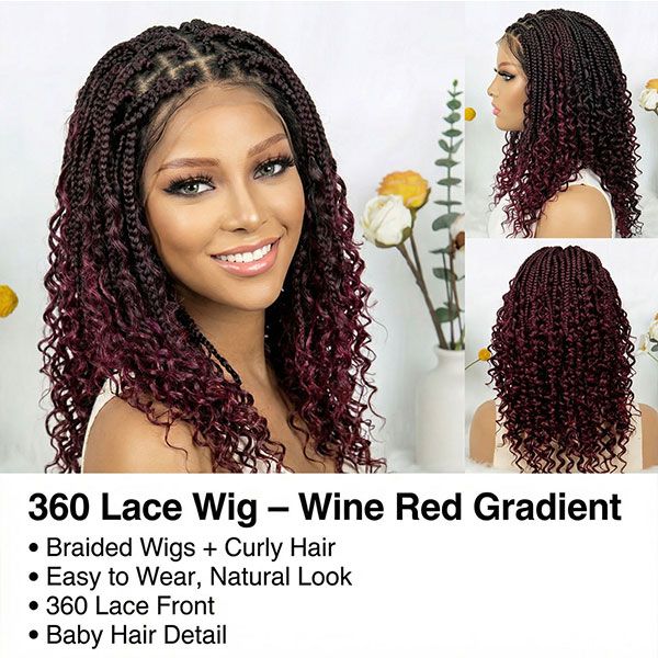 22inch Chestnut Brown Micro Twist Color Mix Wig with Curly Hair 360 HD Lace Closure Glueless Natural Look Braiding Lace Wig for Women
