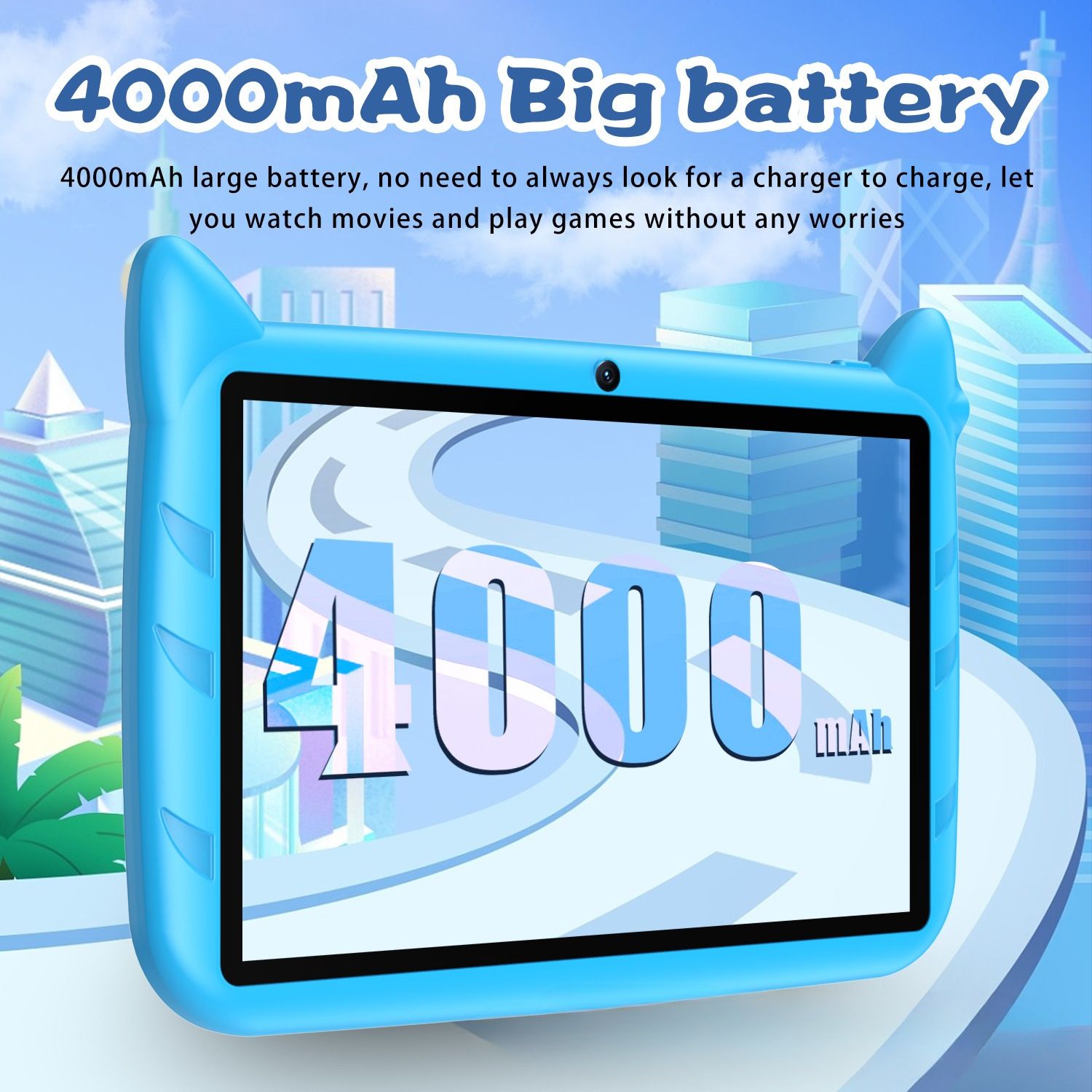 Brand New ZPL-Kids Tablet Android 7 4GB+64GB   7.0 inches  4000mAh  ARM+DSP(Blue)