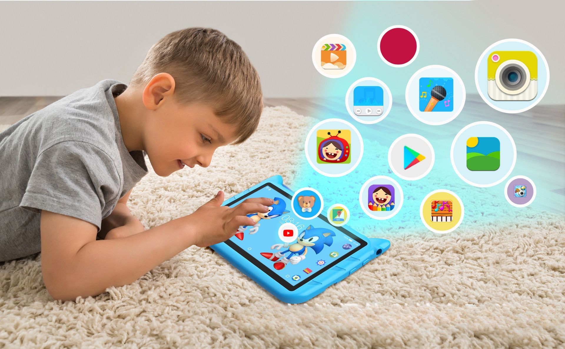 Brand New ZPL-Kids Tablet Android 7 4GB+64GB   7.0 inches  4000mAh  ARM+DSP  (Red)