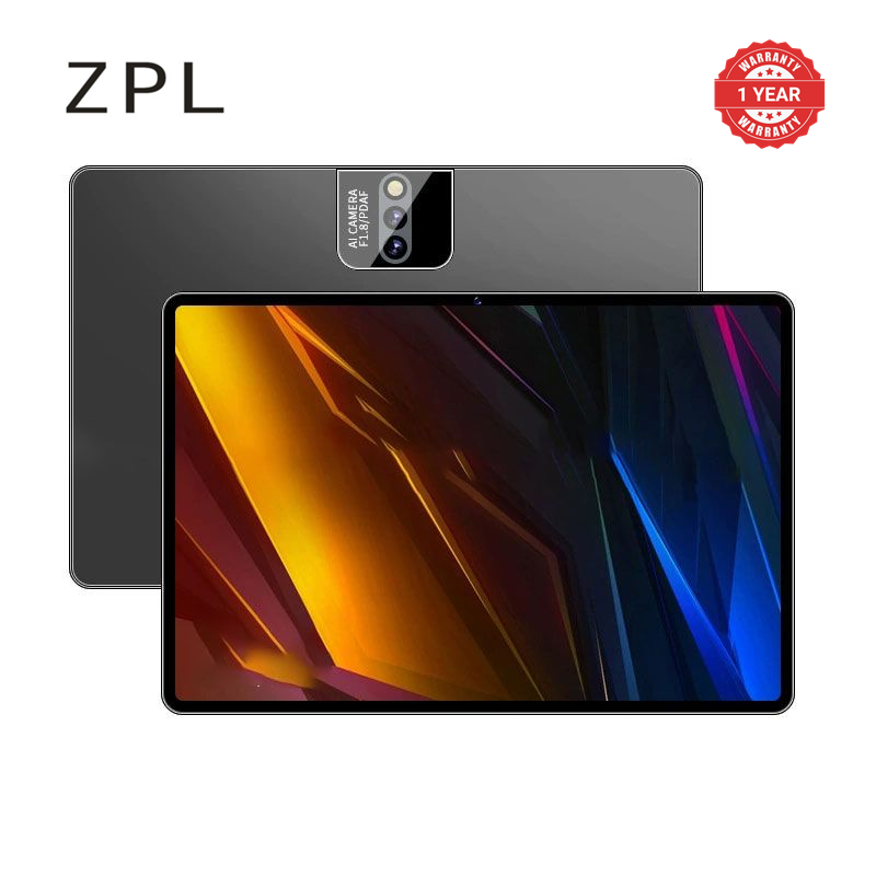 Brand New ZPL-Adults Tablets,dual SIM card10.1 Inch Android 14 Sim12GB+512GB 24MP-48MP 10000mAh 22W Flash Charge MTK"6771" 120Hz  A-GPS (Black)