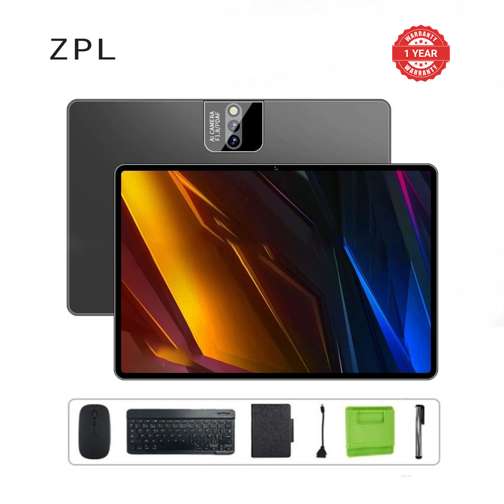 Brand New ZPL-Adults Tablets,dual SIM card10.1 Inch Android 14 Sim 8GB+256GB 8MP-13MP 10000mAh 22W Flash Charge MTK"6771" 120Hz  A-GPS  Keyboard & Mouse, Leather Case Accessories(Black)