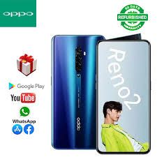Refurbished Oppo Reno 2 Smart phone 8GB+128GB Fingerprint & Face Recognition Unlock 6.5 inch 2G/3G/4G, LTE Dual SIM 4000MAH 48MP Ultra HD Camera Blue