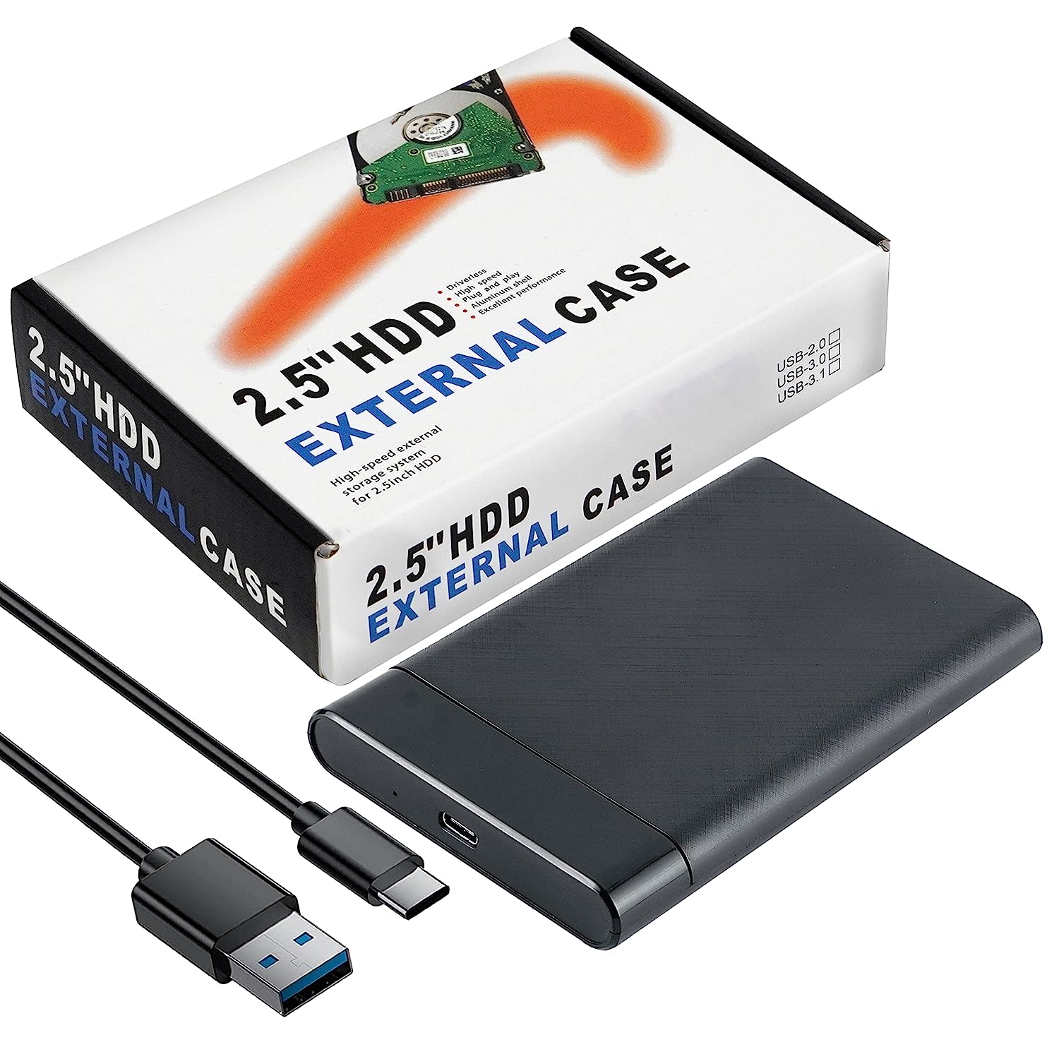 Laptop Hard Disk External 2.5'' Casing Ultra-fast 2.0 USB data transfers